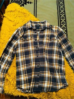Lucky Brand Men's Plaid Button-Up Shirt - Navy & Yellow